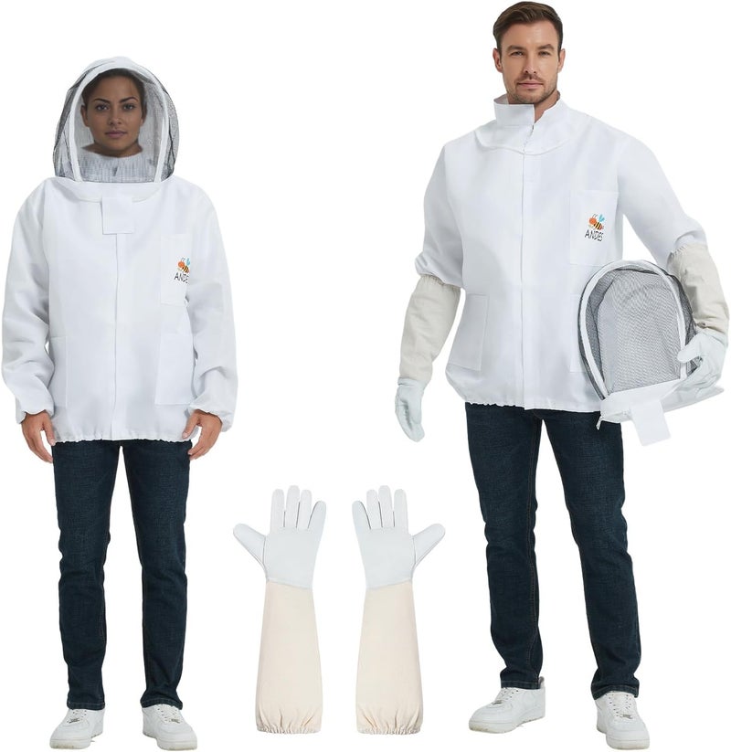 ANDES Bee Suit - Polycotton Beekeeping Jacket with Gloves (XL) - Image 5